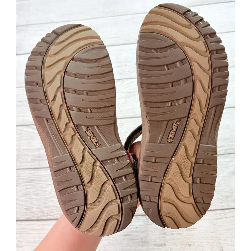 Teva Strap Sandals 6584 Multi Print Waterproof Hook Loop Close Brown Size 8